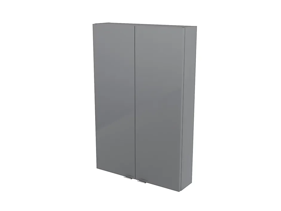 GoodHome Armoire de salle de bains faible profondeur gris brillant l.60 x H.90 x P.15 cm, Imandra