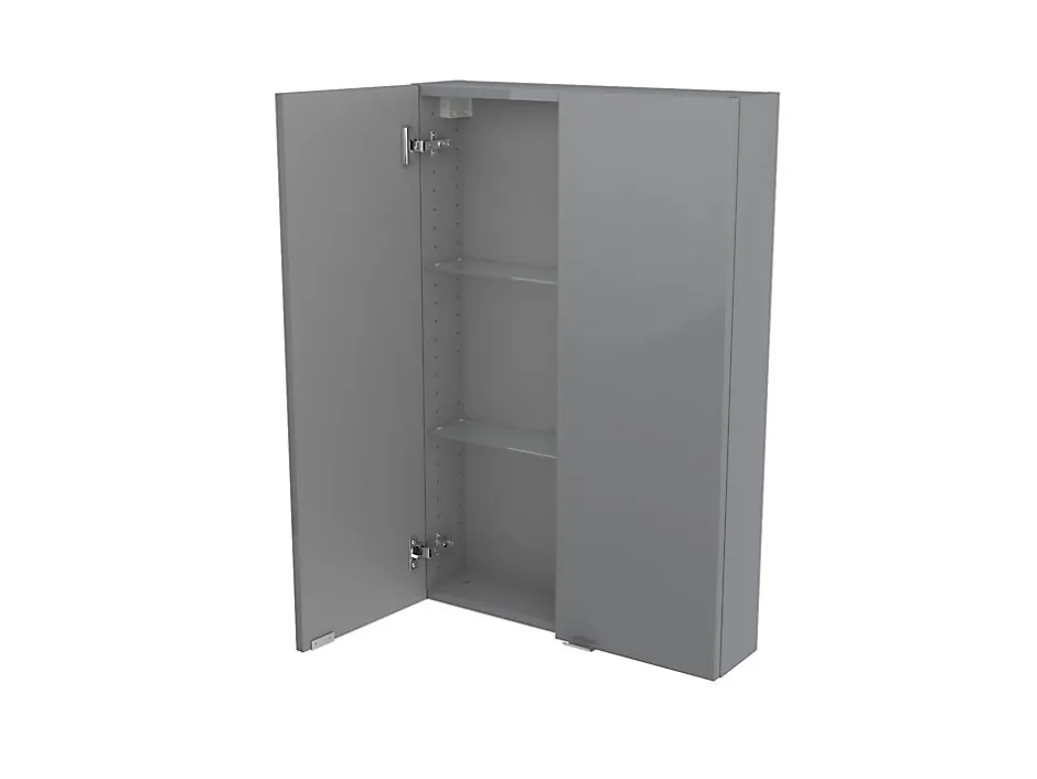GoodHome Armoire de salle de bains faible profondeur gris brillant l.60 x H.90 x P.15 cm, Imandra