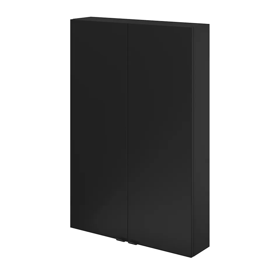 GoodHome Armoire de salle de bains faible profondeur noir mat l.60 x H.90 x P.15 cm, Imandra* Meuble Wc|Armoire De Salle De Bains
