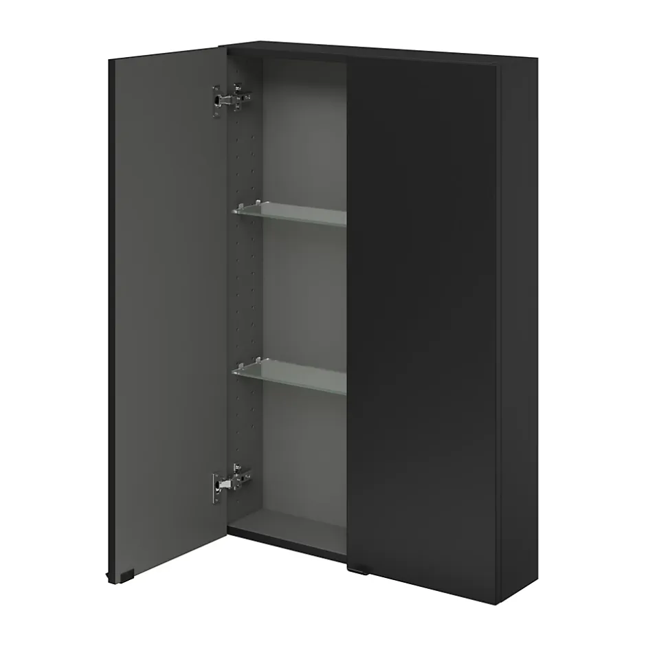 GoodHome Armoire de salle de bains faible profondeur noir mat l.60 x H.90 x P.15 cm, Imandra* Meuble Wc|Armoire De Salle De Bains
