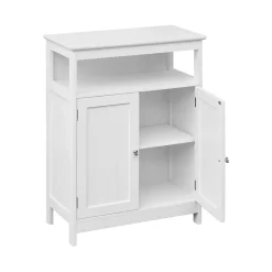 Mobili Rebecca Armoire de Salle de Bains 2 Portes et étagère MDF Blanc Rebecca Mobili* Armoire De Salle De Bains|Meuble De Salle De Bains Faible Profondeur