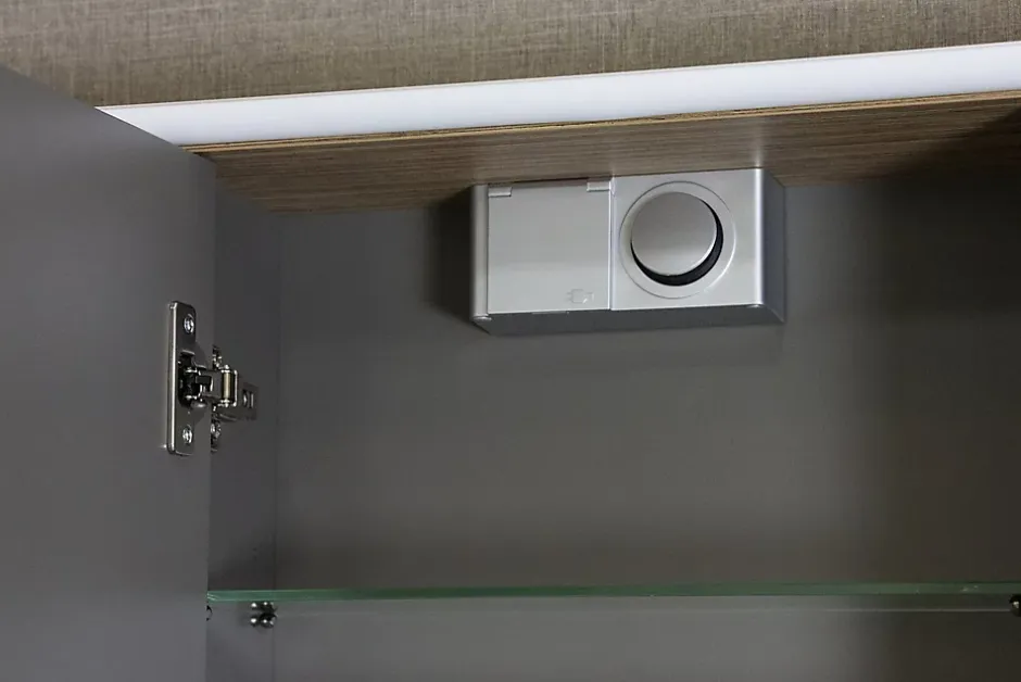 Decotec Armoire de salle de bains lumineuse LED avec miroir effet bois l.120 x H.70 x P.18 cm, Havana