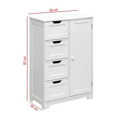 Mobili Rebecca Armoire de Salle de Bains 4 Tiroirs 1 Porte en MDF Blanc Rebecca Mobili* Armoire De Salle De Bains|Meuble De Salle De Bains Faible Profondeur