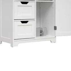 Mobili Rebecca Armoire de Salle de Bains 4 Tiroirs 1 Porte en MDF Blanc Rebecca Mobili* Armoire De Salle De Bains|Meuble De Salle De Bains Faible Profondeur