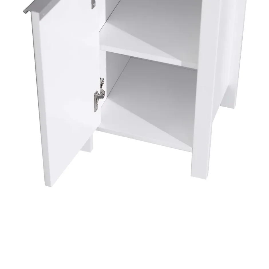 Mobili Rebecca Armoire de Salle de Bains à Portes MDF Blanc Peu Encombrante Rebecca Mobili
