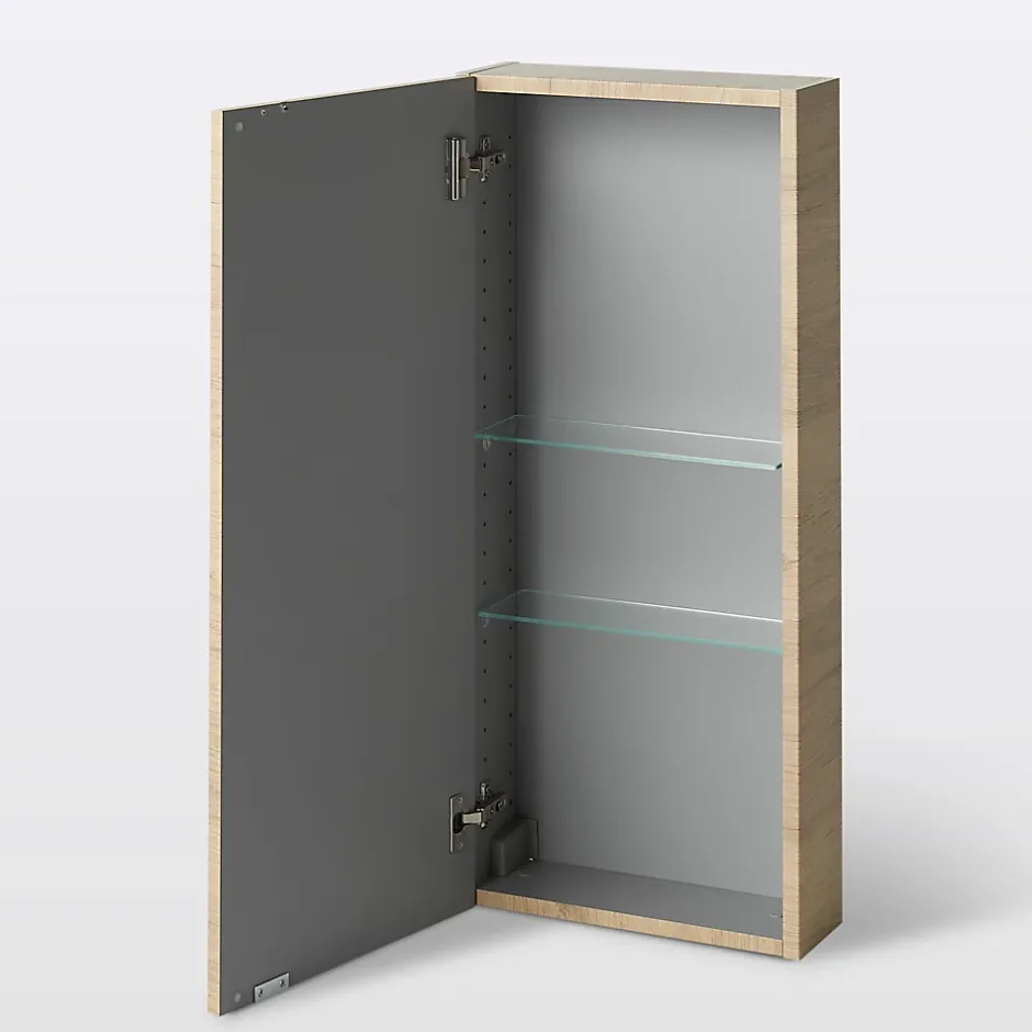 GoodHome Armoire de salle de bains faible profondeur effet chêne l.40 x H.90 x P.15 cm, Imandra* Meuble Wc|Colonne De Salle De Bains