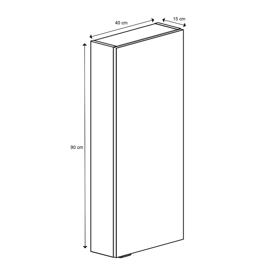GoodHome Armoire de salle de bains faible profondeur effet chêne l.40 x H.90 x P.15 cm, Imandra* Meuble Wc|Colonne De Salle De Bains