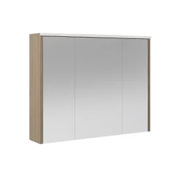 Decotec Armoire de salle de bains lumineuse LED avec miroir effet bois l.90 x H.70 x P.18 cm, Havana* Armoire De Toilette