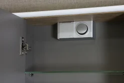 Decotec Armoire de salle de bains lumineuse LED avec miroir effet bois l.90 x H.70 x P.18 cm, Havana* Armoire De Toilette