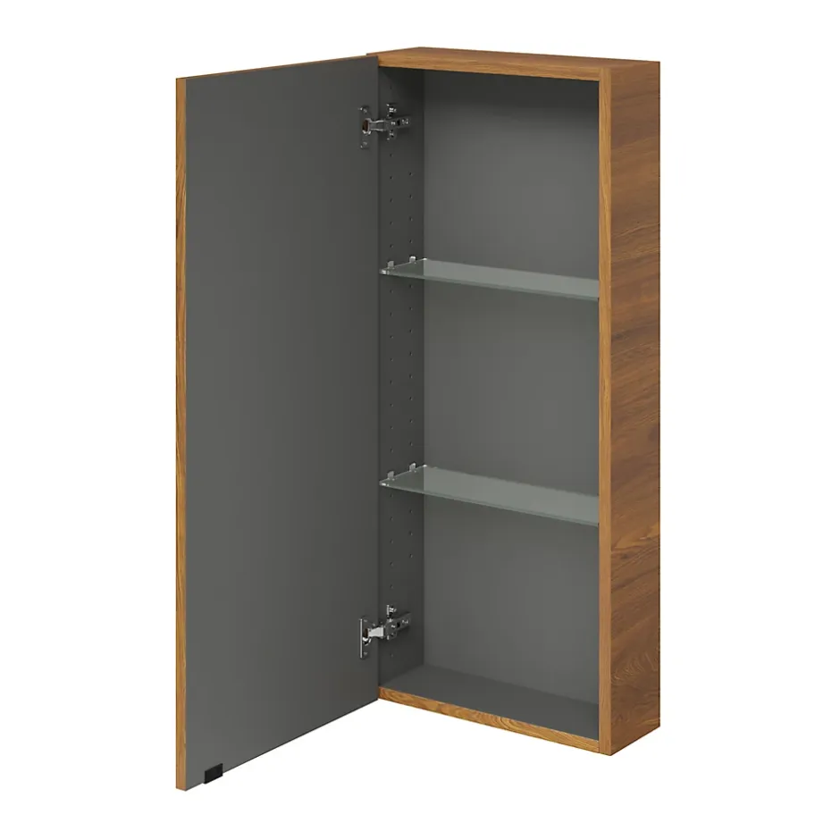 GoodHome Armoire de salle de bains faible profondeur effet noyer l.40 x H.90 x P.15 cm, Imandra* Meuble Wc|Colonne De Salle De Bains