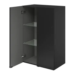 GoodHome Armoire de salle de bains noir mat l.60 x H.90 x P.36 cm, Imandra* Armoire De Salle De Bains