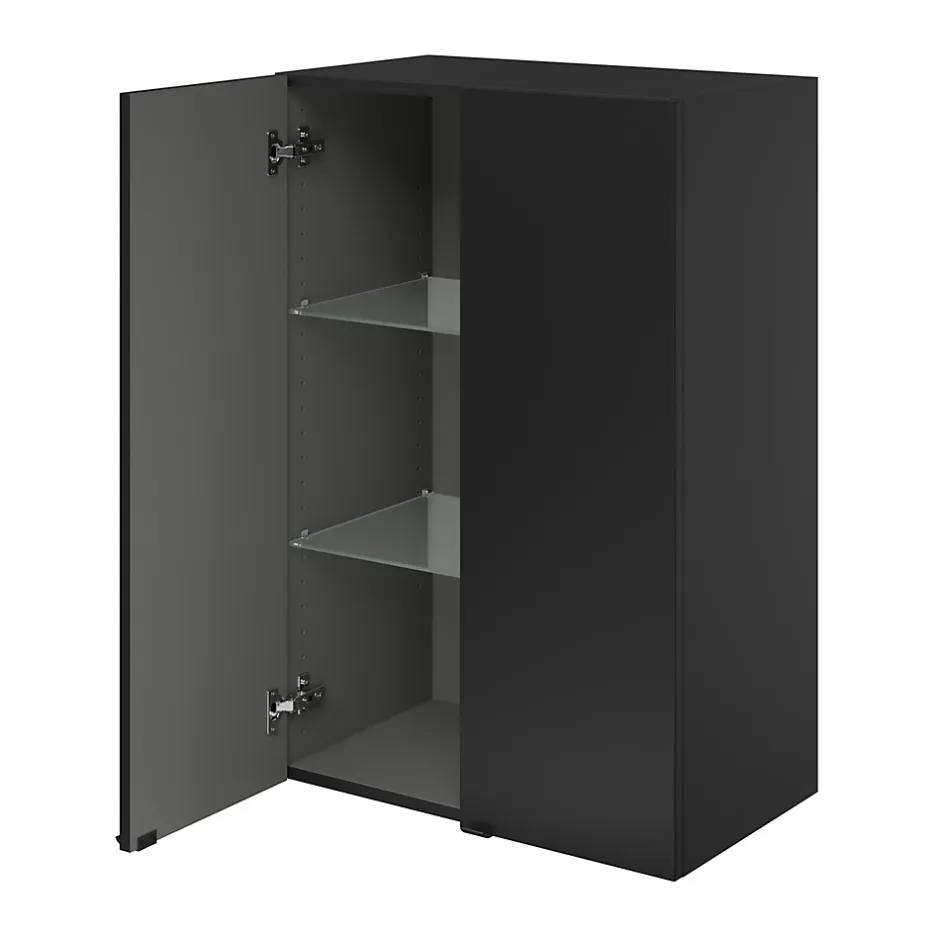 GoodHome Armoire de salle de bains noir mat l.60 x H.90 x P.36 cm, Imandra* Armoire De Salle De Bains