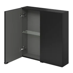 GoodHome Armoire de salle de bains faible profondeur noir mat l.60 x H.60 x P.15 cm, Imandra