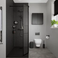 GoodHome Armoire de salle de bains faible profondeur noir mat l.60 x H.60 x P.15 cm, Imandra