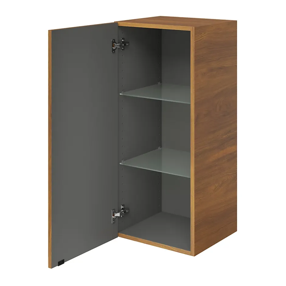 GoodHome Armoire de salle de bains effet noyer l.40 x H.90 x P.36 cm, Imandra