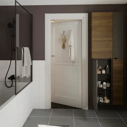 GoodHome Armoire de salle de bains effet noyer l.40 x H.90 x P.36 cm, Imandra