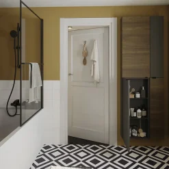 GoodHome Armoire de salle de bains effet noyer l.40 x H.90 x P.36 cm, Imandra