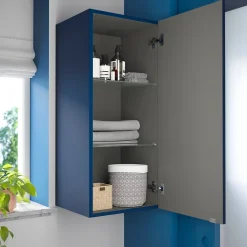 GoodHome Armoire de salle de bains bleu nuit mat l.40 x H.90 x P.36 cm, Imandra* Colonne De Salle De Bains|Meuble De Salle De Bains Faible Profondeur