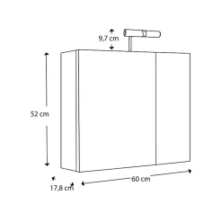 Planète Bain Armoire de toilette 60 cm éclairante Kle'o blanc mat* Armoire De Toilette