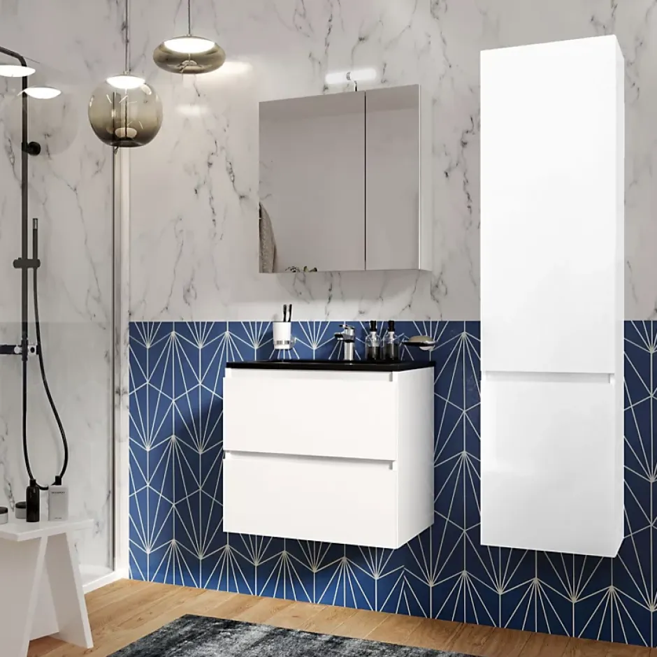 Planète Bain Armoire de toilette 60 cm éclairante Kle'o blanc mat* Armoire De Toilette