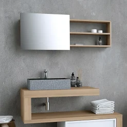 Byca Armoire de toilette 100 cm en Chêne naturel - Hémi* Armoire De Toilette