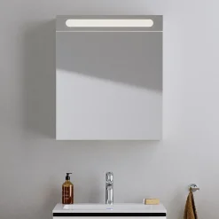 Duravit Armoire de toilette aluminium 1 porte miroir charnière gauche + éclairage LED pour salle de bain + toilette, 70x60x15cm, DURAPOINT* Armoire De Toilette