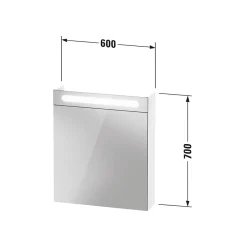 Duravit Armoire de toilette aluminium 1 porte miroir charnière gauche + éclairage LED pour salle de bain + toilette, 70x60x15cm, DURAPOINT* Armoire De Toilette