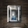 AICA Sanitaire Armoire de toilette avec Miroir LED Anti-Buée, Éclairage 3 Couleurs et Prise Rasoir, Blanc, 60x70 cm,