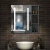 AICA Sanitaire Armoire de toilette avec Miroir LED et Étagère Latérale, Anti-Buée, Éclairage 3 Couleurs + Prise, Anthracite 80x70 cm* Armoire De Toilette