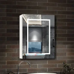 AICA Sanitaire Armoire de toilette avec Miroir LED Anti-Buée, Blanc 60x70 cm, Éclairage 3 Couleurs et Prise Rasoir,* Armoire De Toilette