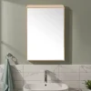 GoodHome Armoire de toilette avec miroir l.50 x H.70 x P.15 cm, placage chêne, Avela