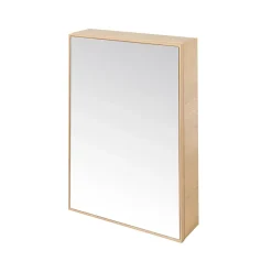 GoodHome Armoire de toilette avec miroir l.50 x H.70 x P.15 cm, placage chêne, Avela