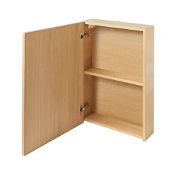 GoodHome Armoire de toilette avec miroir l.50 x H.70 x P.15 cm, placage chêne, Avela
