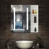 AICA Sanitaire Armoire de toilette avec Miroir LED et Étagère Latérale, Anti-Buée, Éclairage 3 Couleurs + Prise, Blanc 60x70 cm