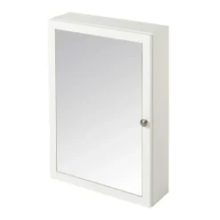 GoodHome Armoire de toilette blanc mat l.50 x H.70 x P.15 cm, Perma* Armoire De Toilette|Meuble De Salle De Bains Faible Profondeur