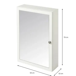 GoodHome Armoire de toilette blanc mat l.50 x H.70 x P.15 cm, Perma* Armoire De Toilette|Meuble De Salle De Bains Faible Profondeur