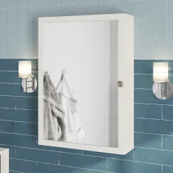 GoodHome Armoire de toilette blanc mat l.50 x H.70 x P.15 cm, Perma* Armoire De Toilette|Meuble De Salle De Bains Faible Profondeur