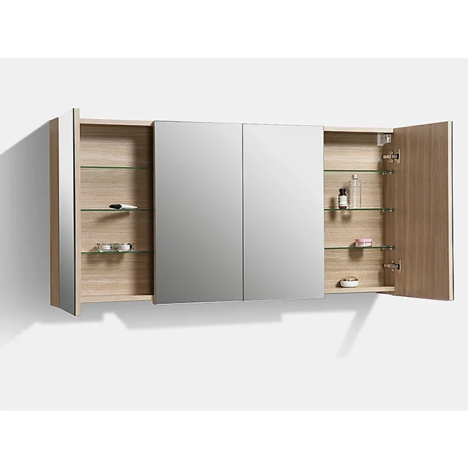 Stano Armoire de toilette bloc-miroir SIENA largeur 144 cm chêne clair texture