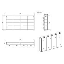 Stano Armoire de toilette bloc-miroir SIENA largeur 144 cm chêne clair texture