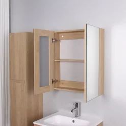 Stano Armoire de toilette bloc-miroir FORTINA largeur 60 cm chêne clair* Armoire De Toilette