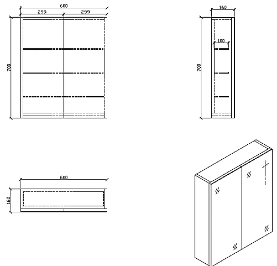 Stano Armoire de toilette bloc-miroir SIENA largeur 60 cm chêne clair texture