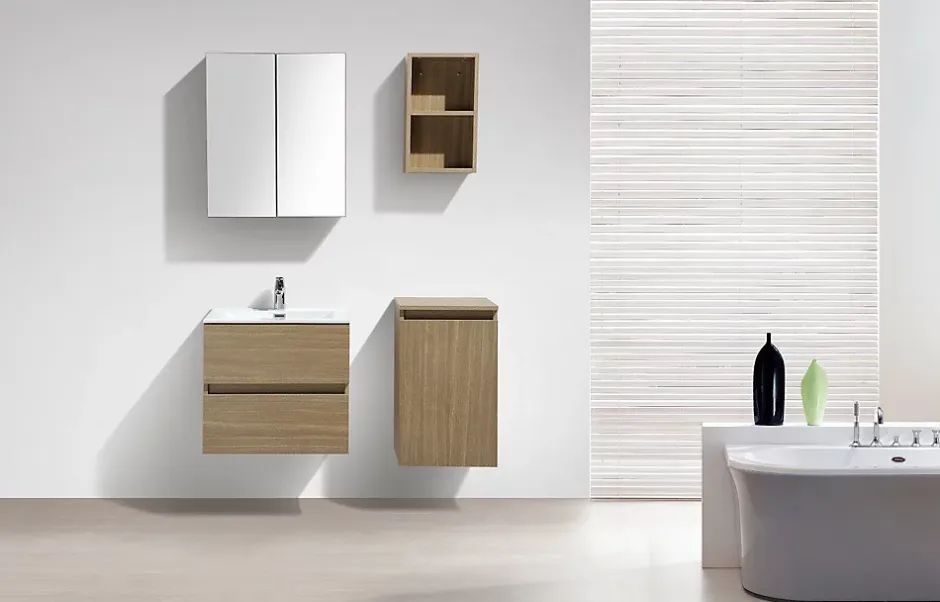 Stano Armoire de toilette bloc-miroir SIENA largeur 60 cm chêne clair texture
