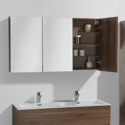 Stano Armoire de toilette bloc-miroir SIENA largeur 120 cm noyer* Meuble De Salle De Bains Faible Profondeur|Armoire De Toilette