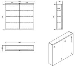 Stano Armoire de toilette bloc-miroir SIENA largeur 80 cm noyer* Armoire De Toilette|Meuble De Salle De Bains Faible Profondeur