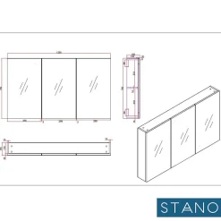 Stano Armoire de toilette bloc-miroir FORTINA largeur 120 cm blanc