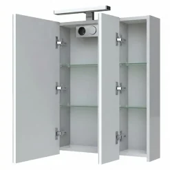 Planète Bain Armoire de toilette éclairante 3 portes 70 cm blanche Juno 2* Armoire De Toilette
