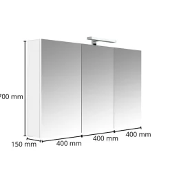 Planète Bain Armoire de toilette éclairante 3 portes 120 cm blanche Juno 2* Armoire De Toilette