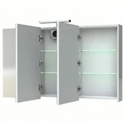 Planète Bain Armoire de toilette éclairante 3 portes 120 cm blanche Juno 2* Armoire De Toilette
