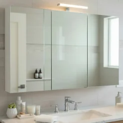 Planète Bain Armoire de toilette éclairante 3 portes 120 cm blanche Juno 2* Armoire De Toilette