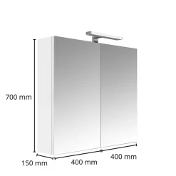 Planète Bain Armoire de toilette éclairante 2 portes 80 cm blanche Juno 2* Armoire De Toilette
